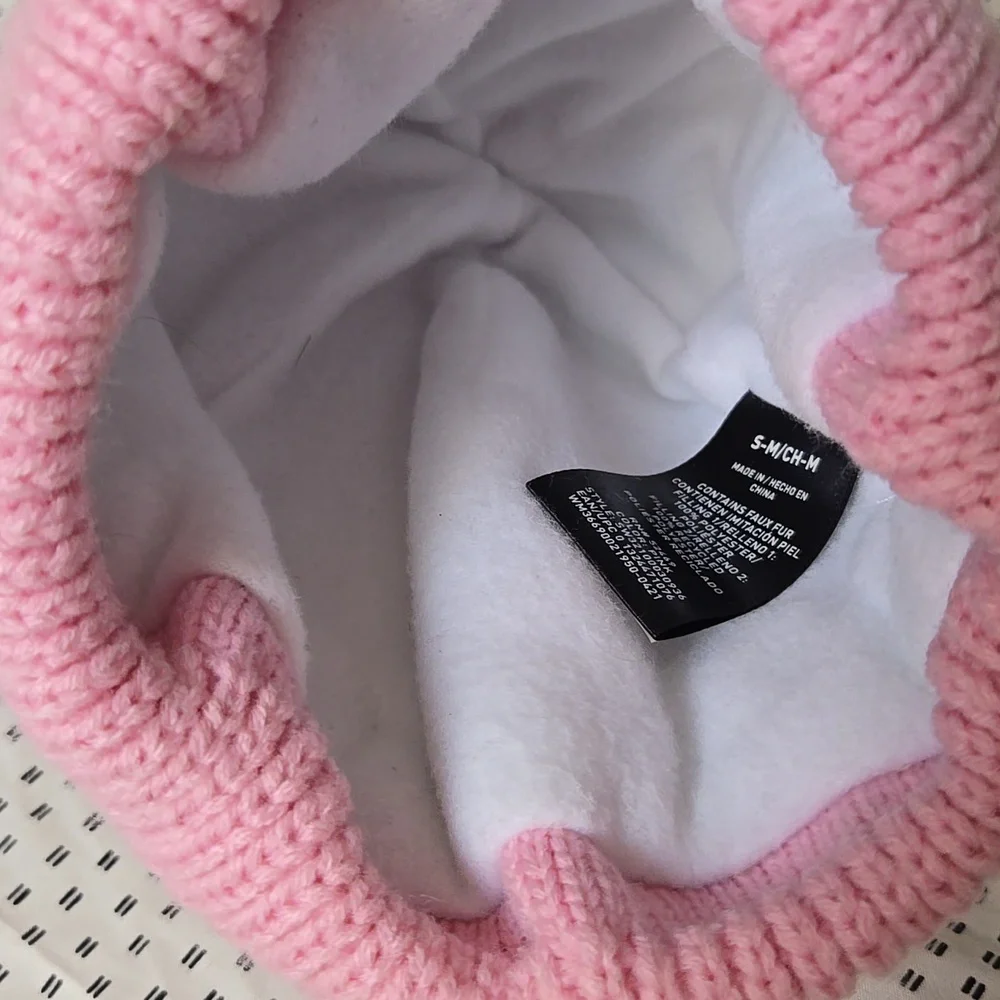 Pink and Gold Quilted Pom-Pom Hat
